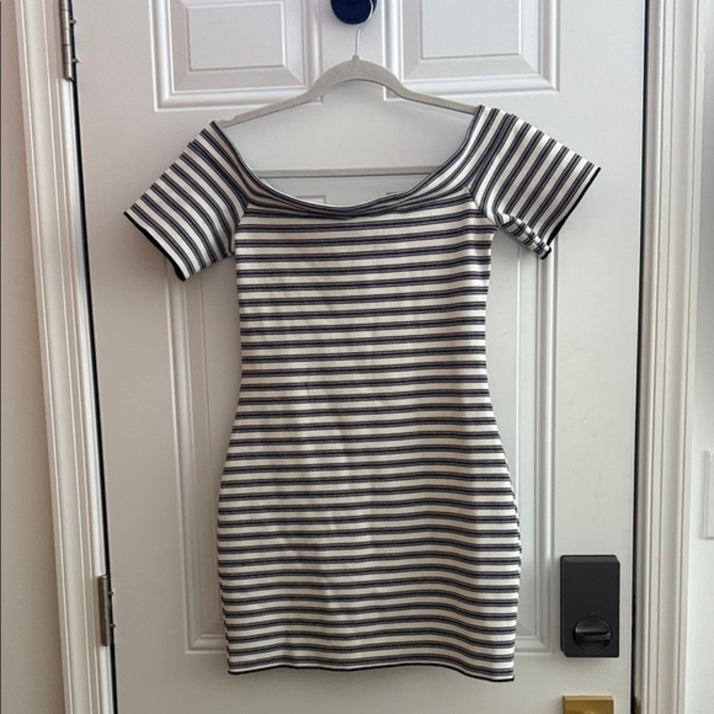 Zara Black and White Striped Mini Dress